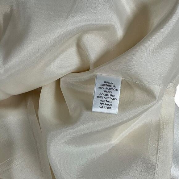 Vintage Banana Republic Silk Pleated Midi Skirt Side Zip Size 6 Ivory Elegant - Picture 8 of 10